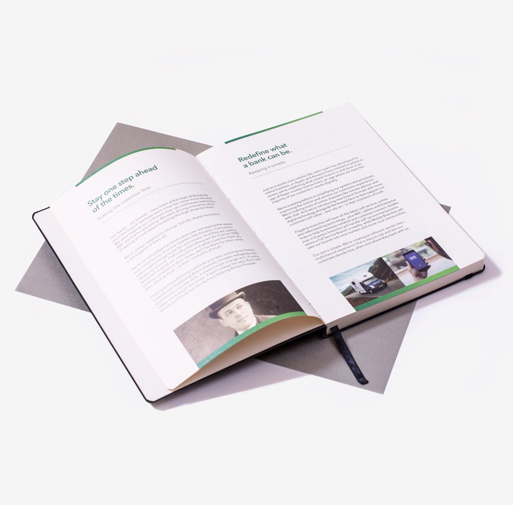 Open book with a full colour printed spread Open book with a full colour printed spread