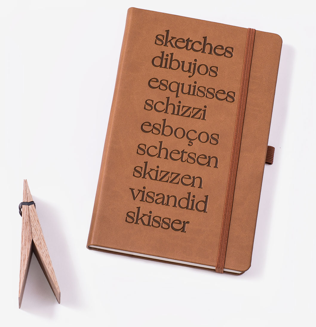 Faux-leather_SketchNotebook Faux leather sketch notebook with embossing