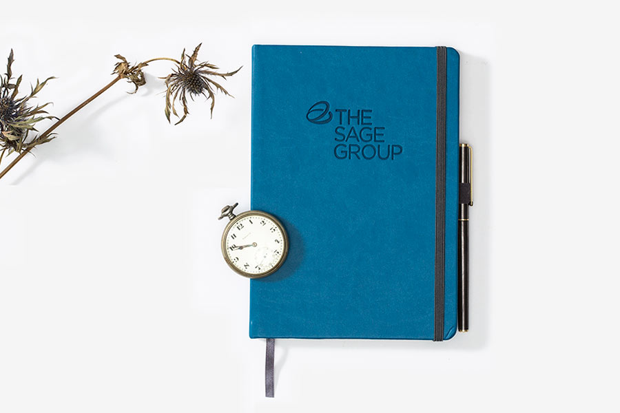 The Sage Group Bookblock Everyday Faux Leather notebook with debossed branding The Sage Group Bookblock Everyday Faux Leather notebook with debossed branding