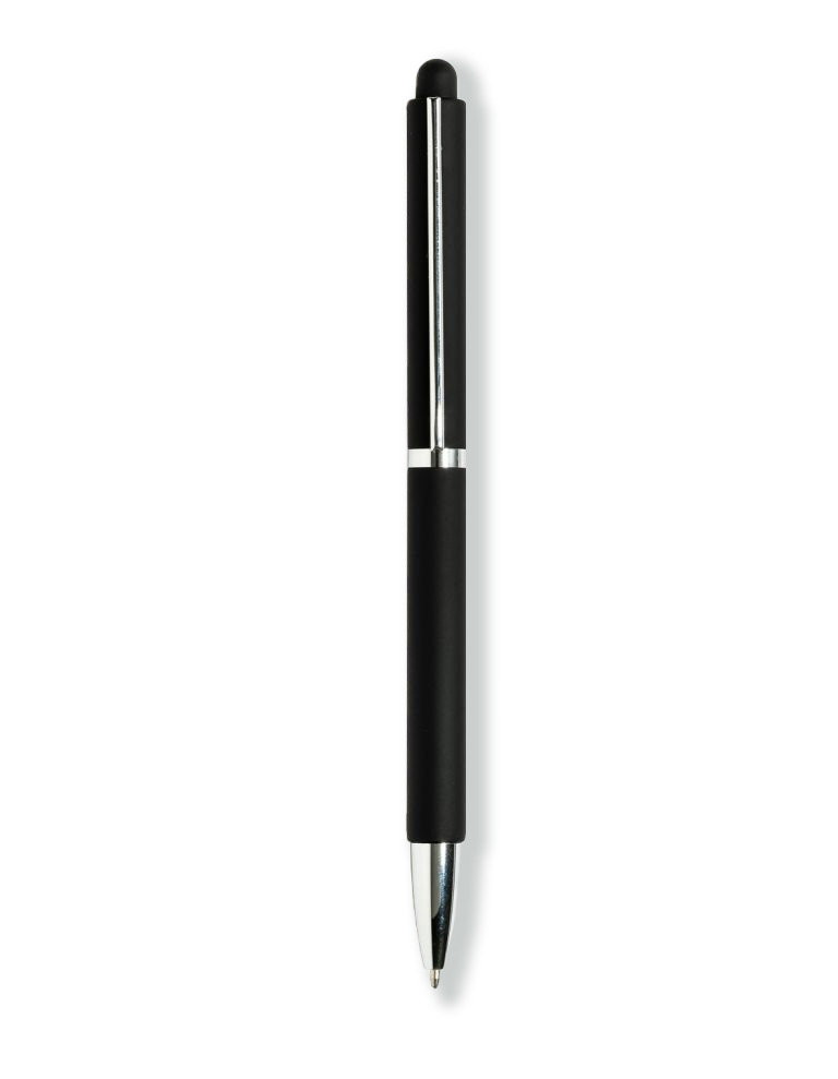 Black Metal Twist Pen and stylus with soft touch body