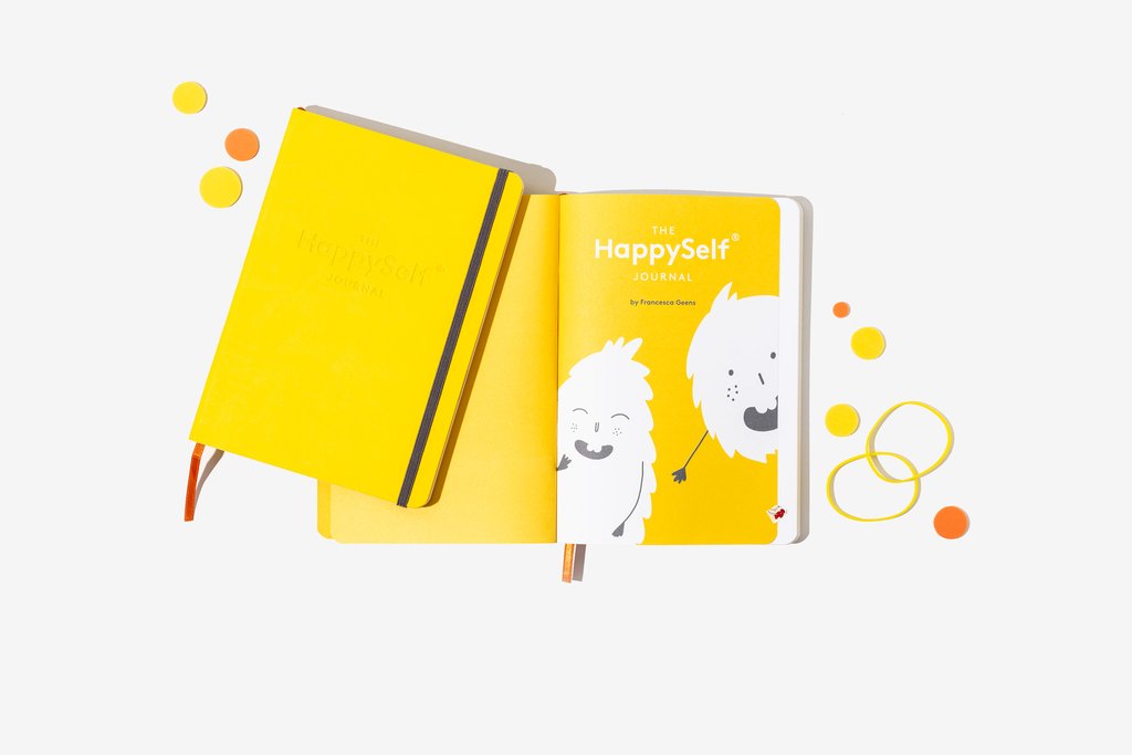 Happy self journal with a custom cover and custom printed pages Happy self journal with a custom cover and custom printed pages