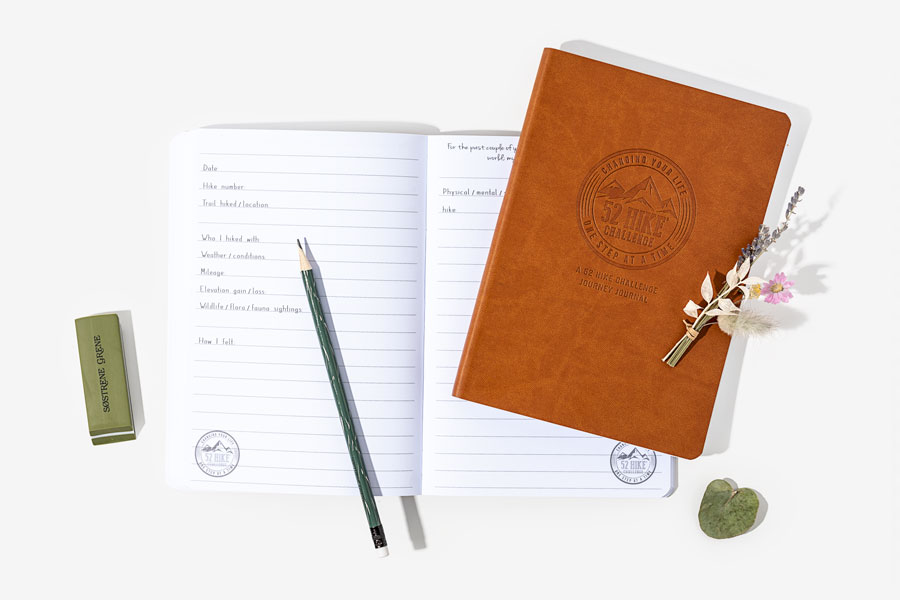 Custom printed journals for 52 Hike Challenge made by Bookblock