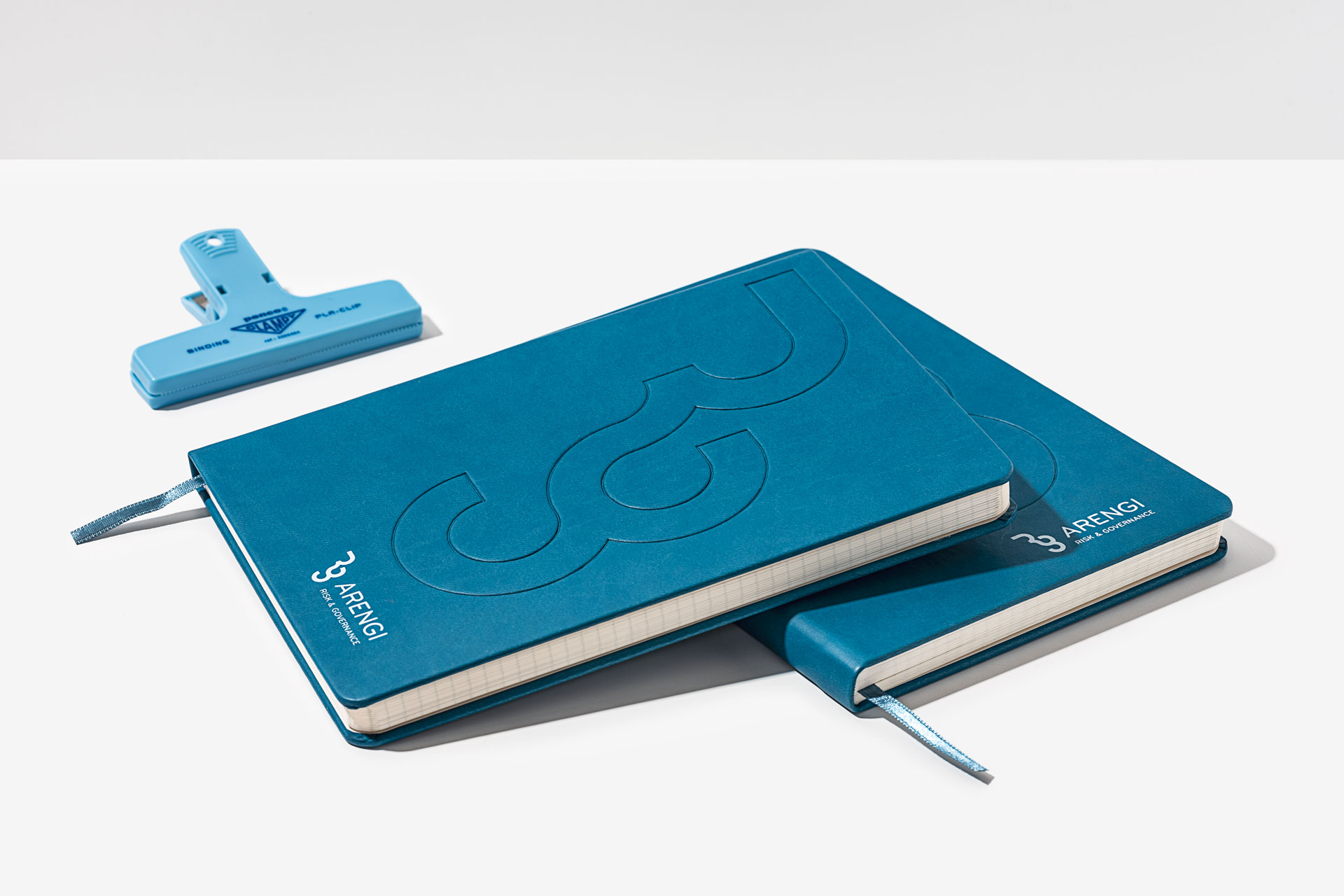 Blue faux leather notebook with embossing