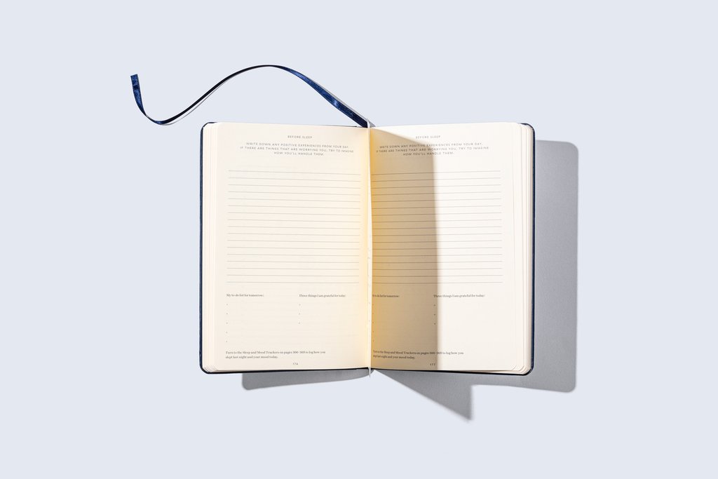 Sleep journal custom printed inside pages in single colour print