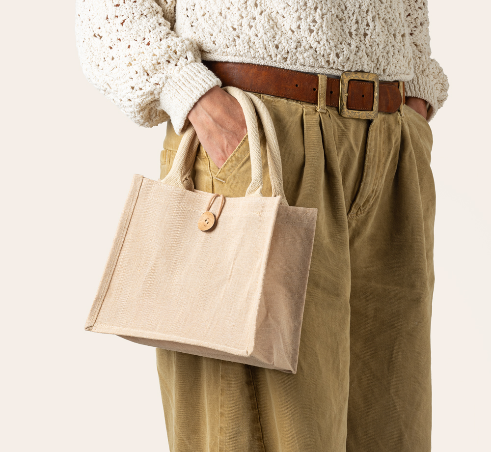 Mini Jute & Cotton Bag