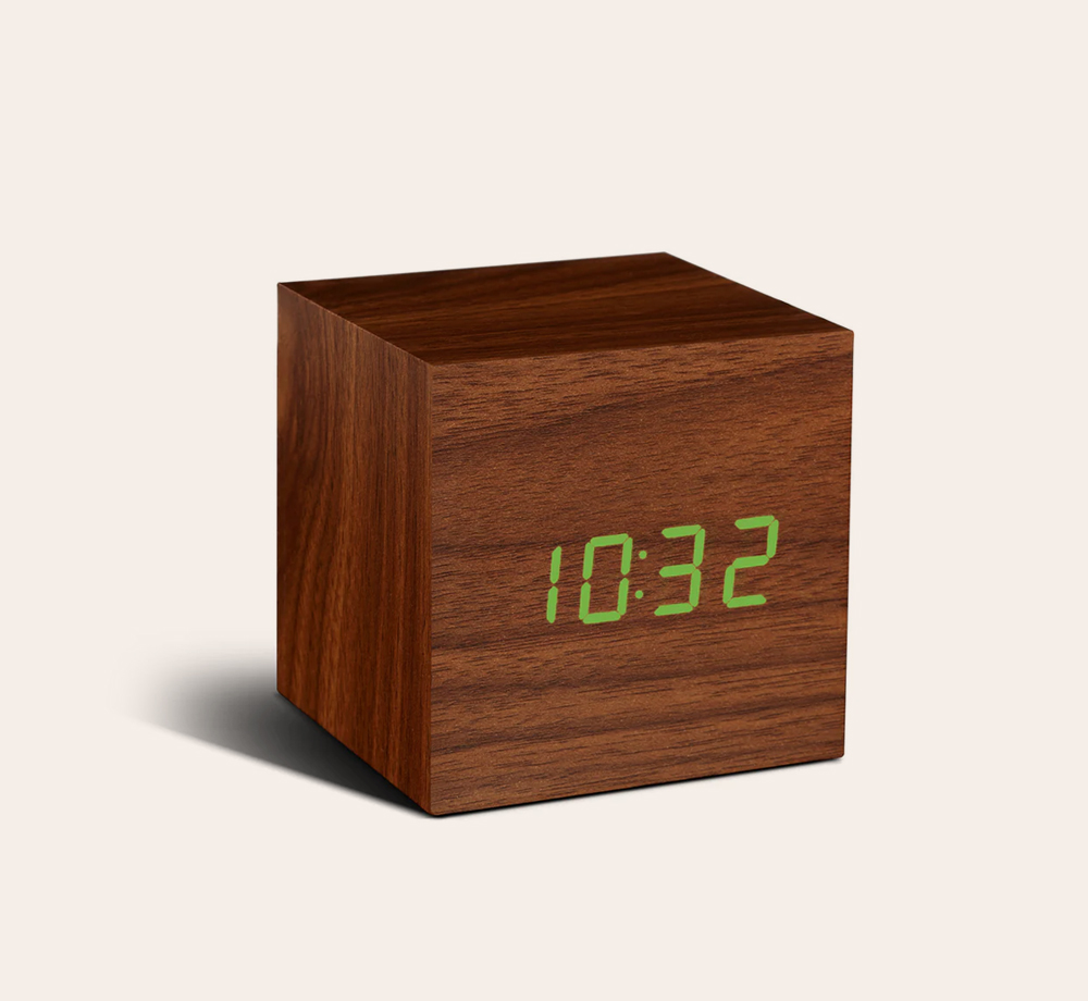 Wooden Cube Click Clock