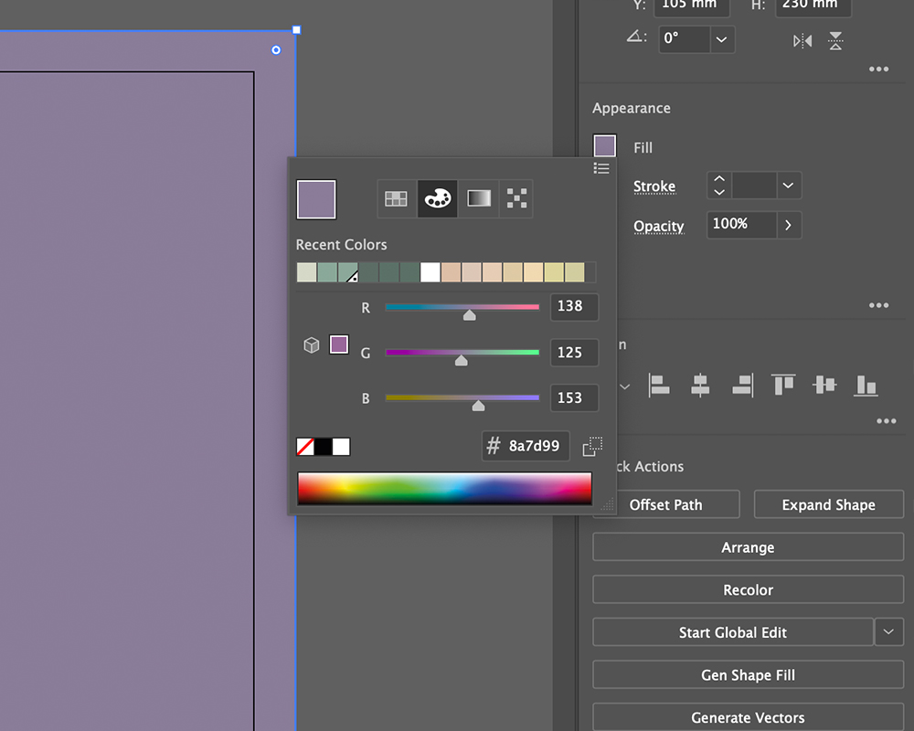 RGB values shown in illustrator