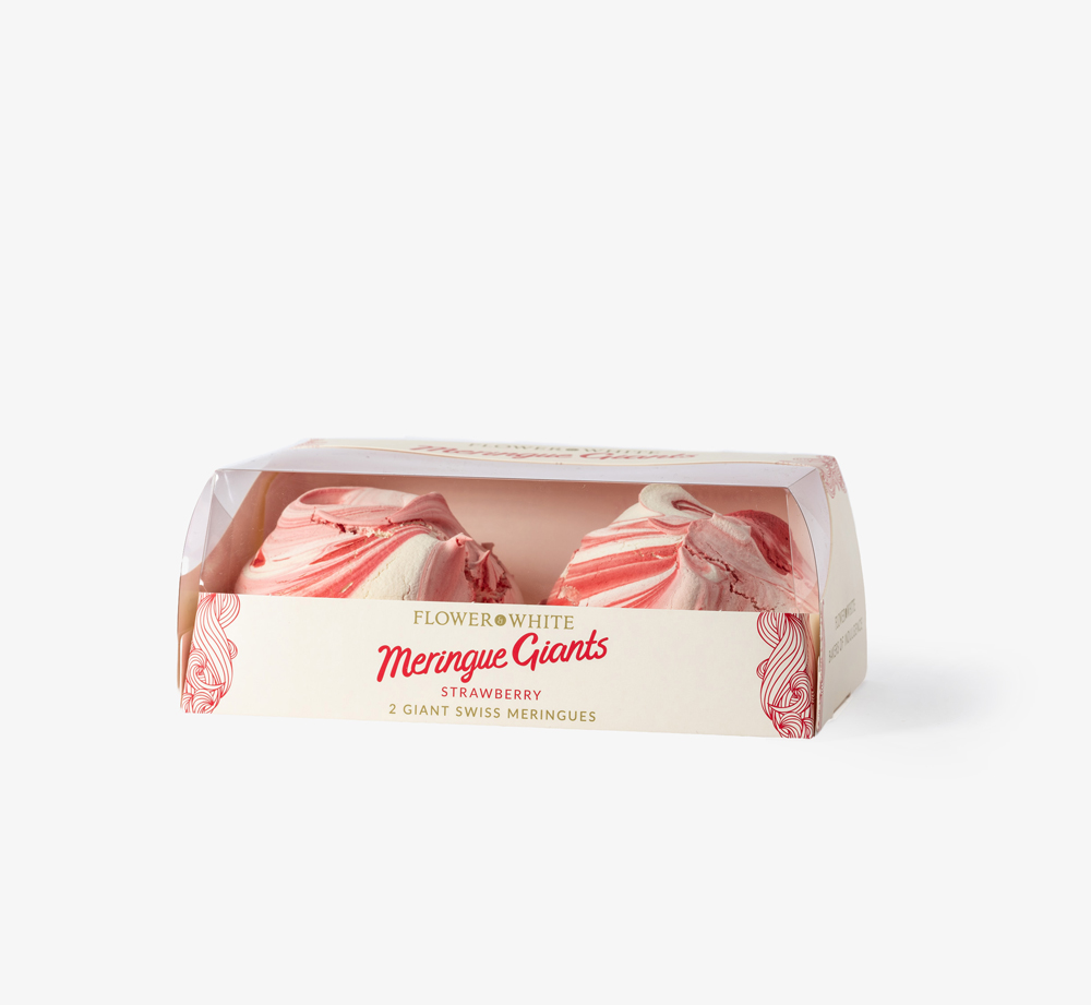 Pack of 2 Giant Swiss Strawberry Meringues by Flower & WhiteEat & Drink| Bookblock