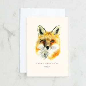 Customisable Birthday greeting card with a fox.