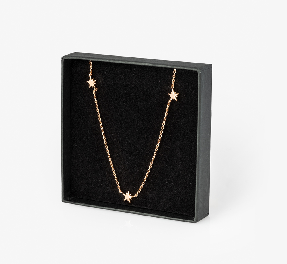 Rose Gold Triple Star Necklace by Junk JewelsWedding| Bookblock