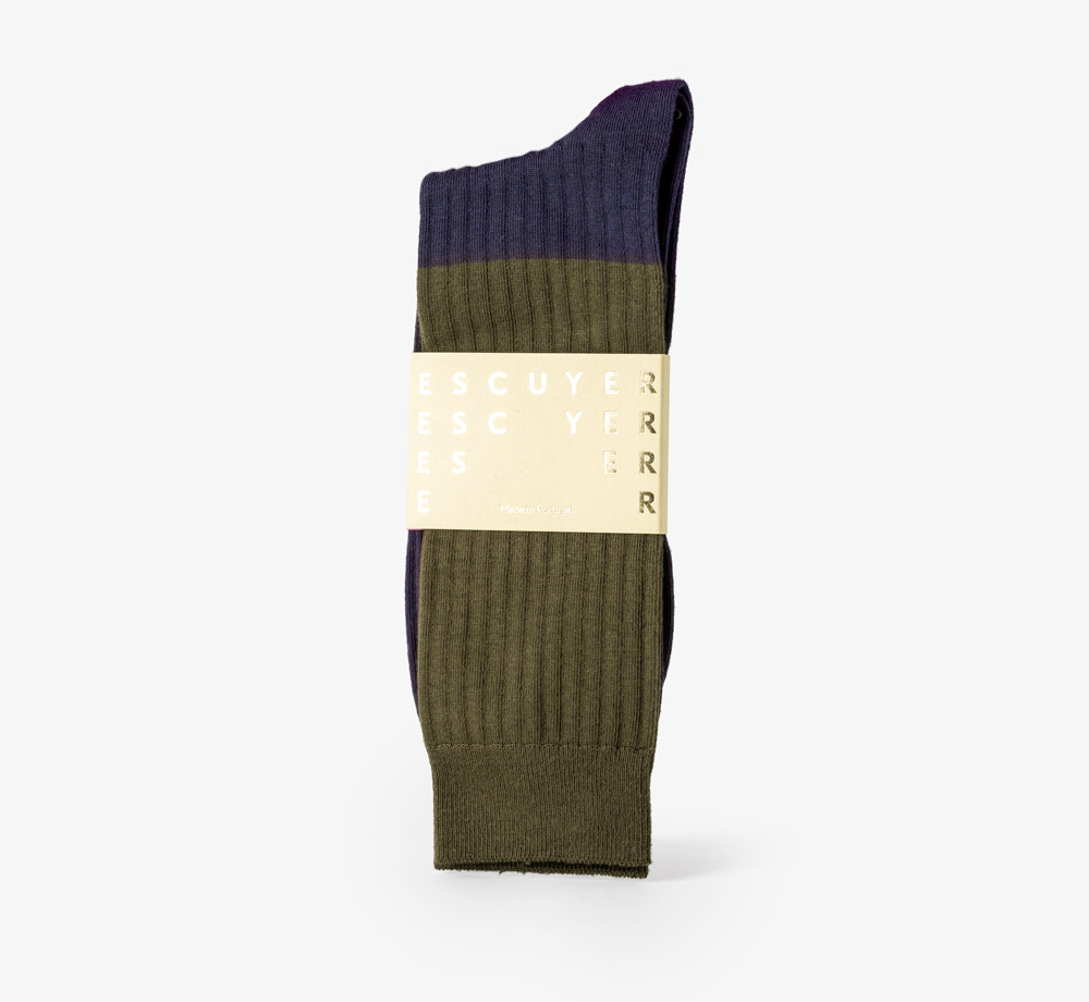 Olive Night Colour Block Socks Size 6-10.5 by EscuyerMen's| Bookblock