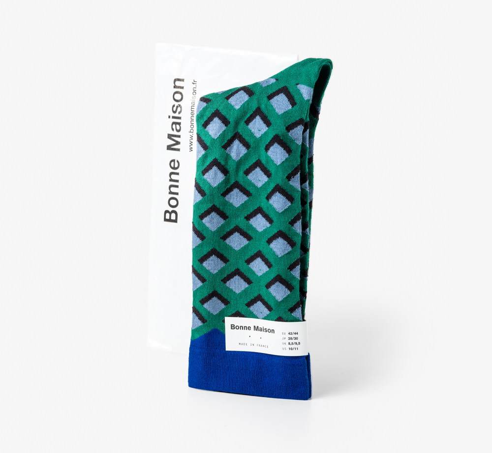 Emerald Argyle Socks Size 8.5-9.5 by Bonne MaisonMen's| Bookblock