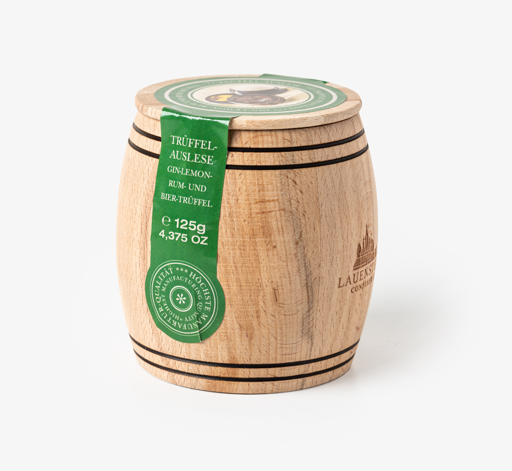 Wooden Beer Barrel with Truffles by Lauenstein ConfiserieEat & Drink| Bookblock