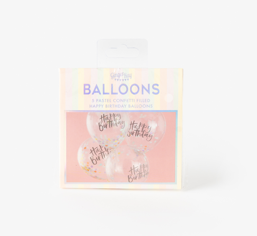Pastel ‘Happy Birthday’ Confetti Balloons by Ginger RayCorporate Gifts| Bookblock