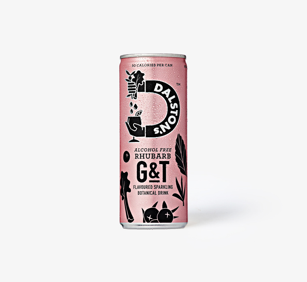 Non-Alcoholic Rhubarb Gin & Tonic 250ml Can by Dalston'sEat & Drink| Bookblock