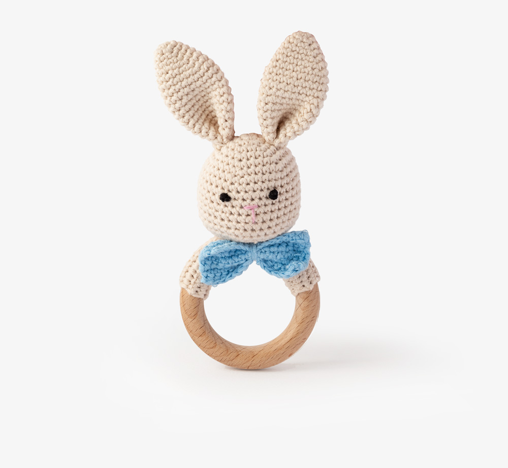 Crochet Rattle – Bunny with Bow by Bookblock PetitCorporate Gifts| Bookblock