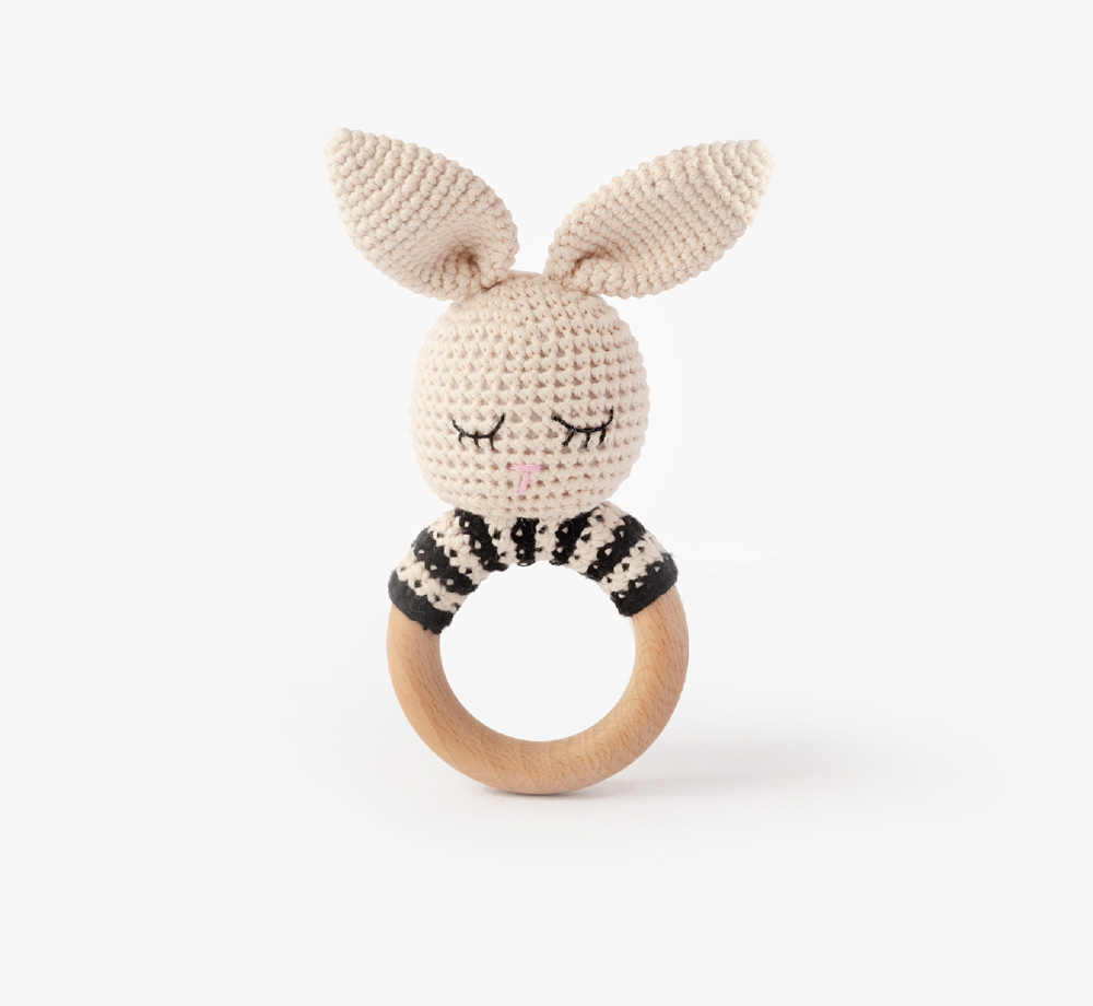 Crochet Rattle – Bunny with Stripes by Bookblock PetitCorporate Gifts| Bookblock