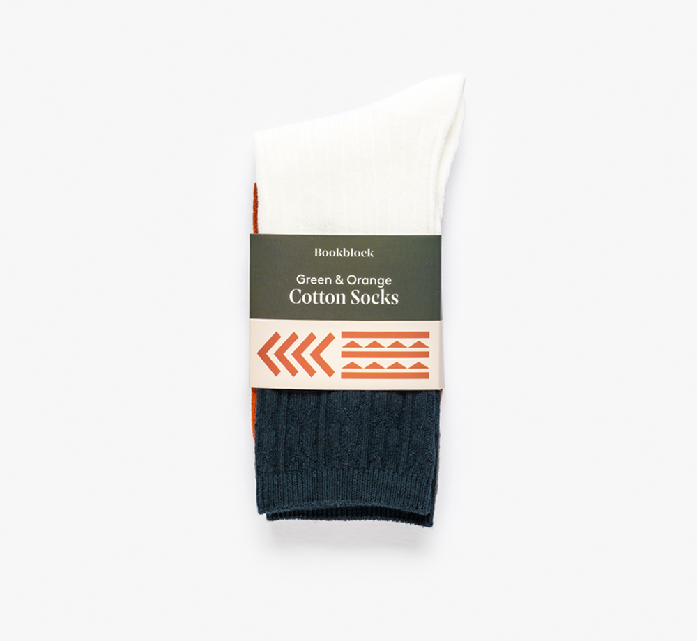Green & Orange Cotton Socks by BookblockCorporate Gifts| Bookblock