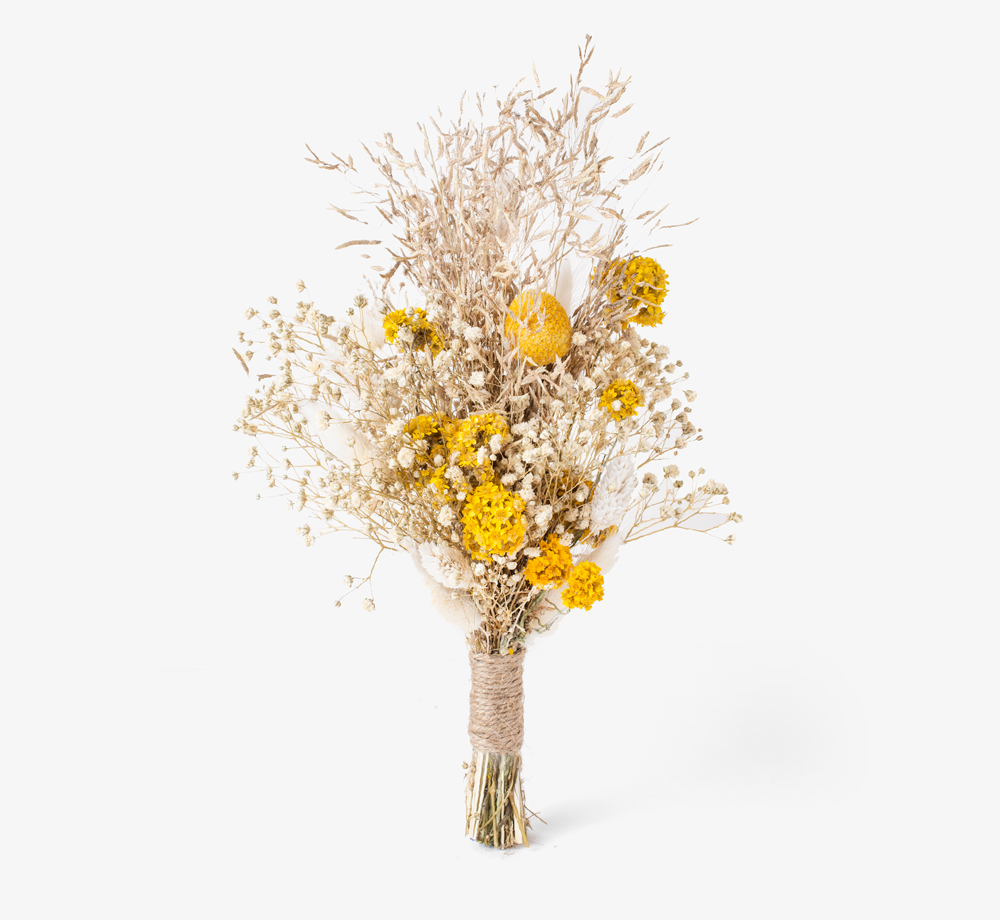 Craspedia & Gypsophila Medium Dried Bouquet by Bookblock FloristsWedding| Bookblock
