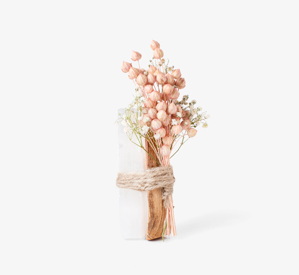 Peach Selenite Crystal & Palo Santo Bundle by Bookblock FloristsCorporate Gifts| Bookblock
