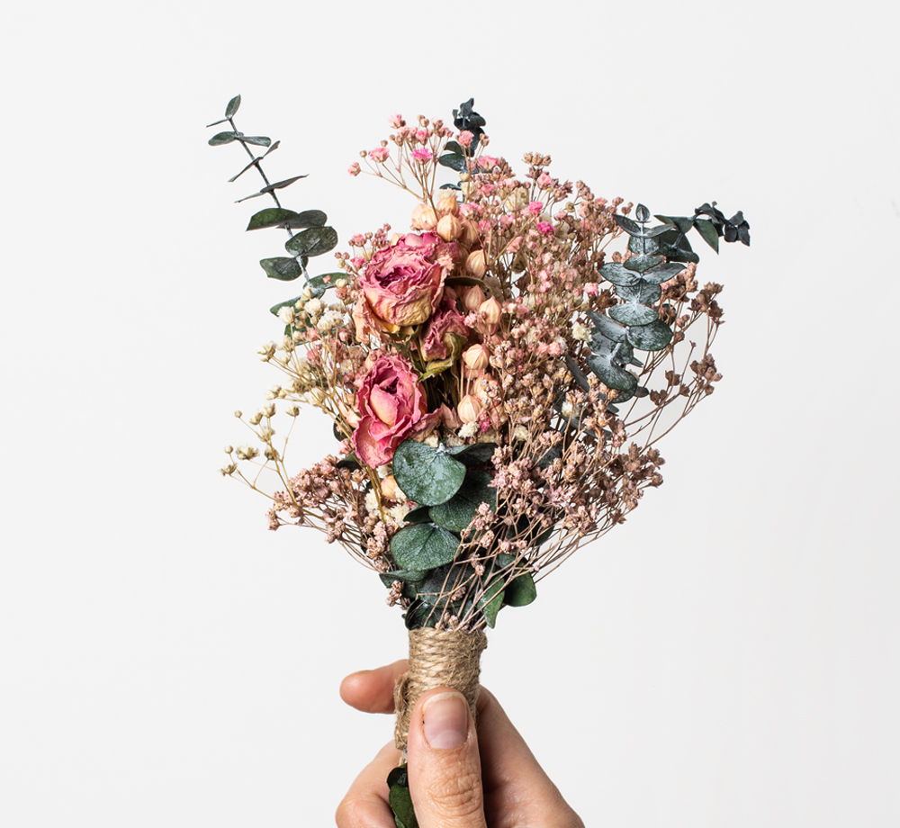 Rose & Eucalyptus Dried Medium Bouquet by Bookblock FloristsCorporate Gifts| Bookblock