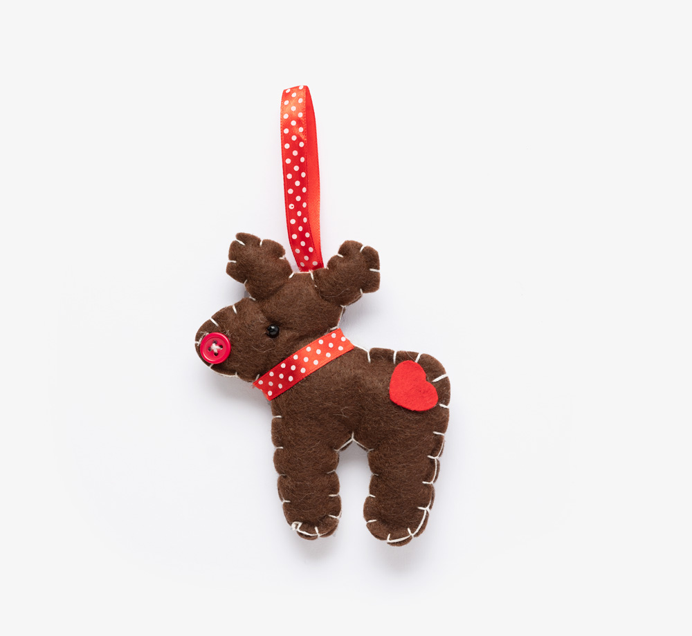 Dark Brown Felt Reindeer Decoration by BookblockHome| Bookblock