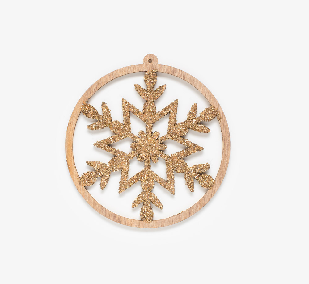 Glitter Wooden Snowflake Decoration by BookblockHome| Bookblock