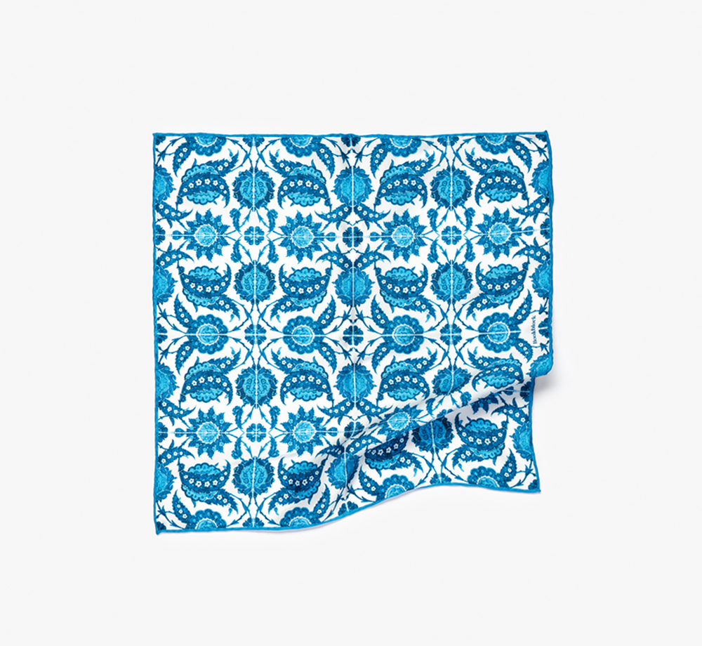 Blue Paisley Silk Handkerchief by BookblockMen's| Bookblock