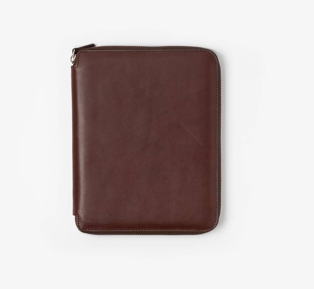 A4 Brown Zipped Leather Folder by BookblockLeather| Bookblock