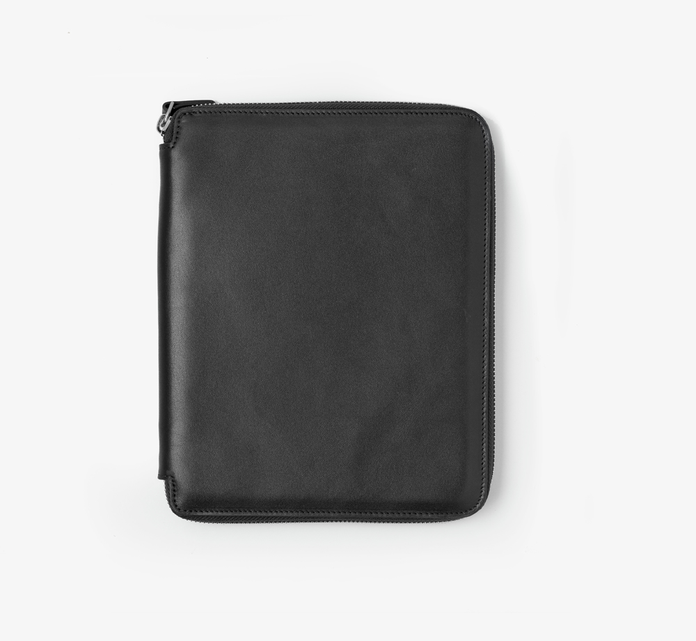 A4 Black Zipped Leather Folder by BookblockLeather| Bookblock
