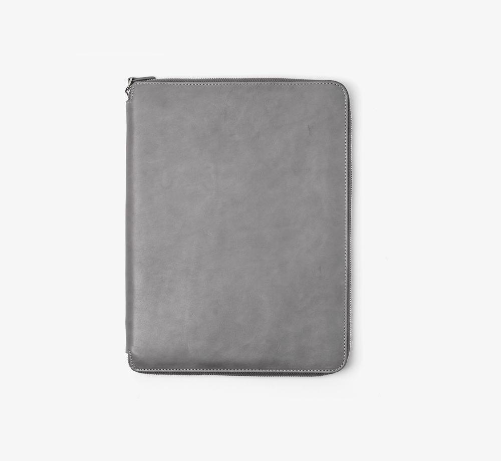 A4 Grey Zipped Leather Folder by BookblockLeather| Bookblock