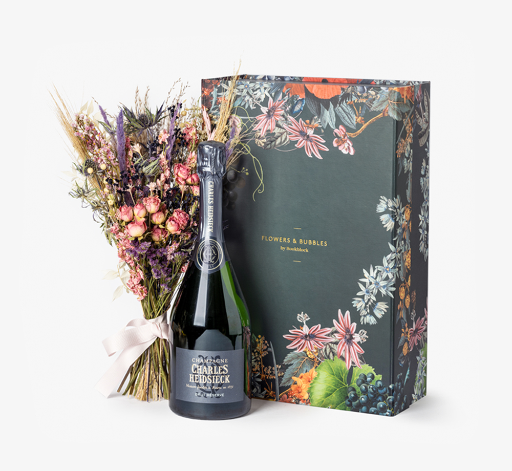 Champagne & Pink Roses ‘Flowers and Champagne’ by Flowers & BubblesGift Box| Bookblock