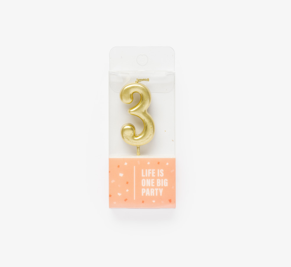 Gold Candle ‘3’ by Life Is One Big PartyLifestyle & Games| Bookblock