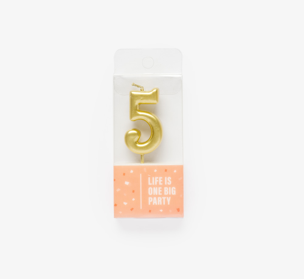 Gold Candle ‘5’ by Life Is One Big PartyLifestyle & Games| Bookblock