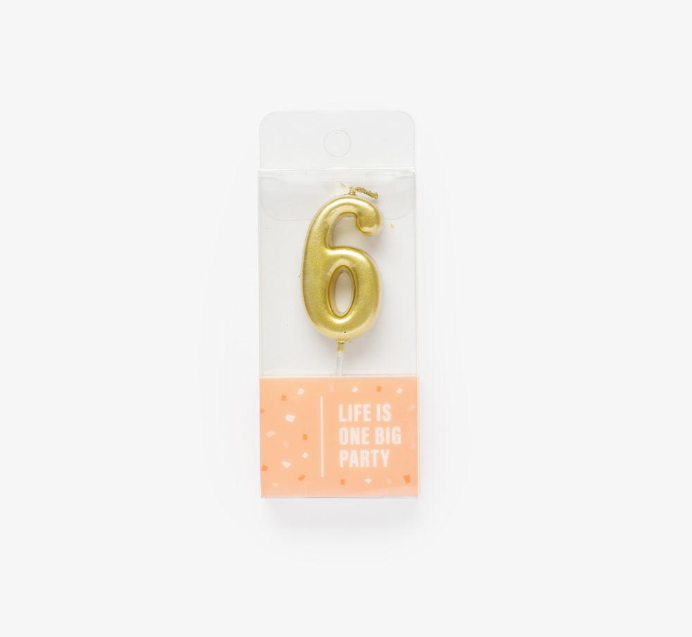 Gold Candle ‘6’ by Life Is One Big PartyLifestyle & Games| Bookblock