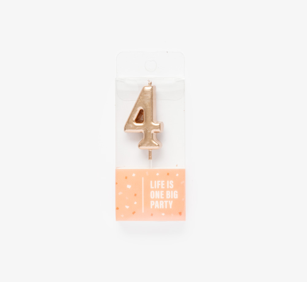 Rose Gold Candle ‘4’ by Life Is One Big PartyLifestyle & Games| Bookblock