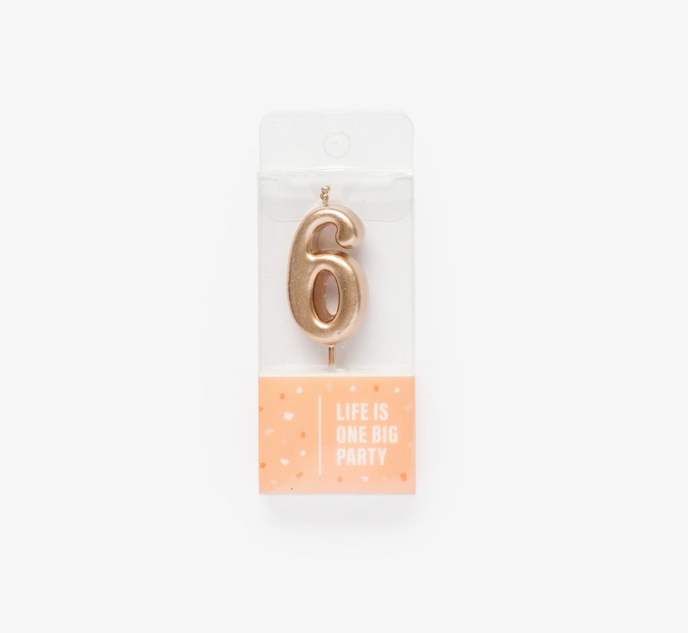 Rose Gold Candle ‘6’ by Life Is One Big PartyLifestyle & Games| Bookblock
