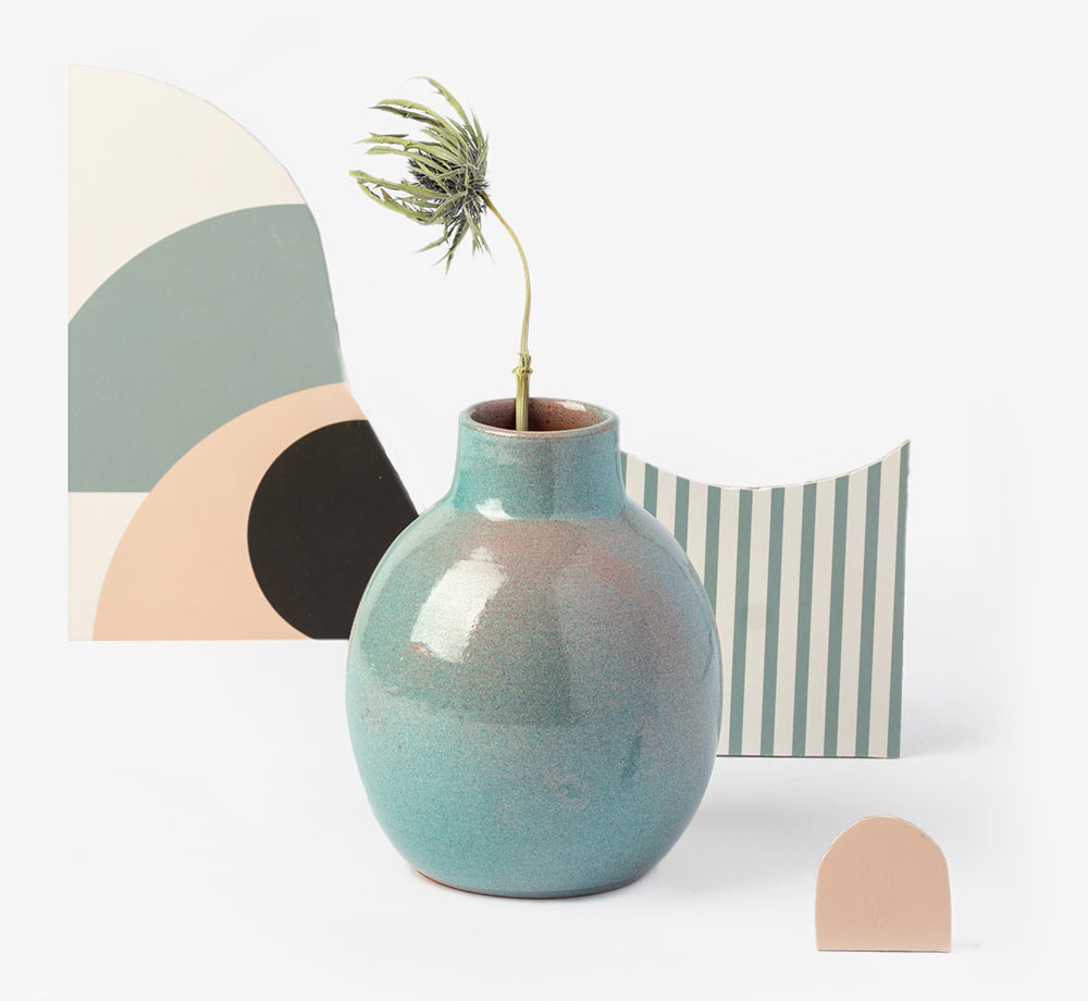 Turquoise Glazed Clay Vase by BookblockCorporate Gifts| Bookblock