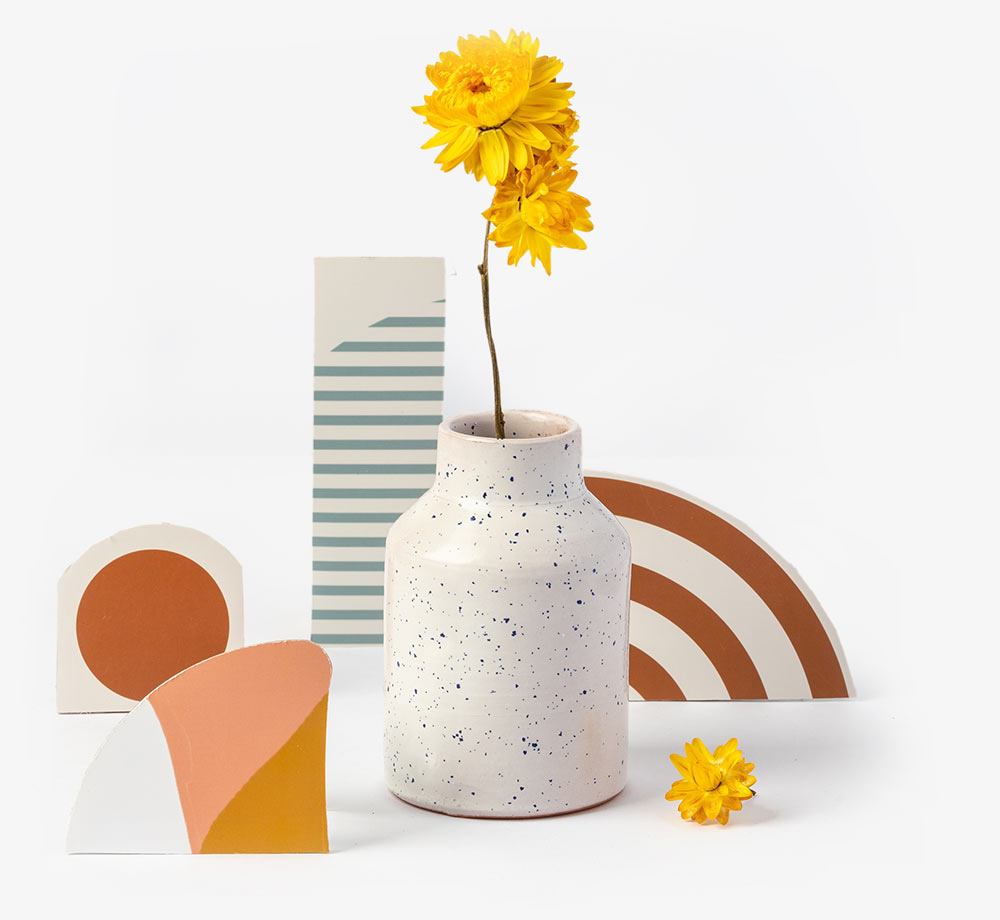 White Speckle Glaze Clay Vase by BookblockCorporate Gifts| Bookblock