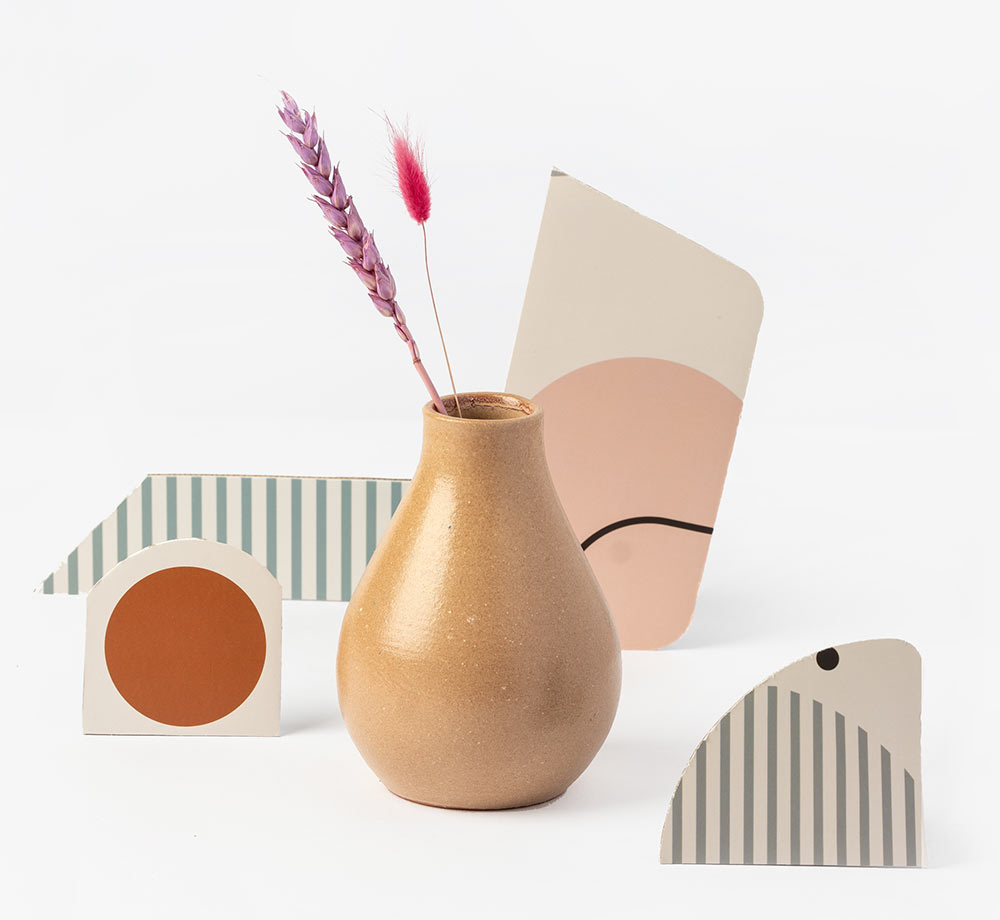 Golden Brown Glazed Clay Vase by BookblockCorporate Gifts| Bookblock