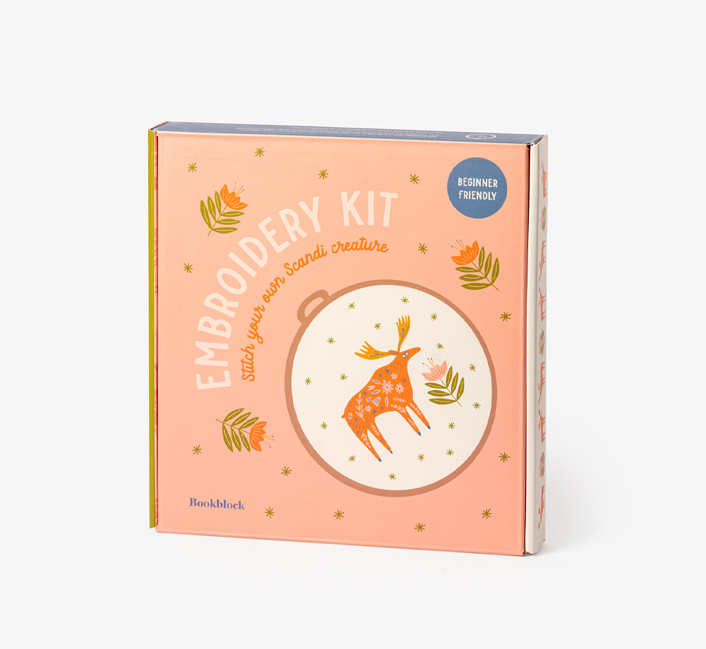 Scandi Moose Embroidery Kit by BookblockGift Box| Bookblock