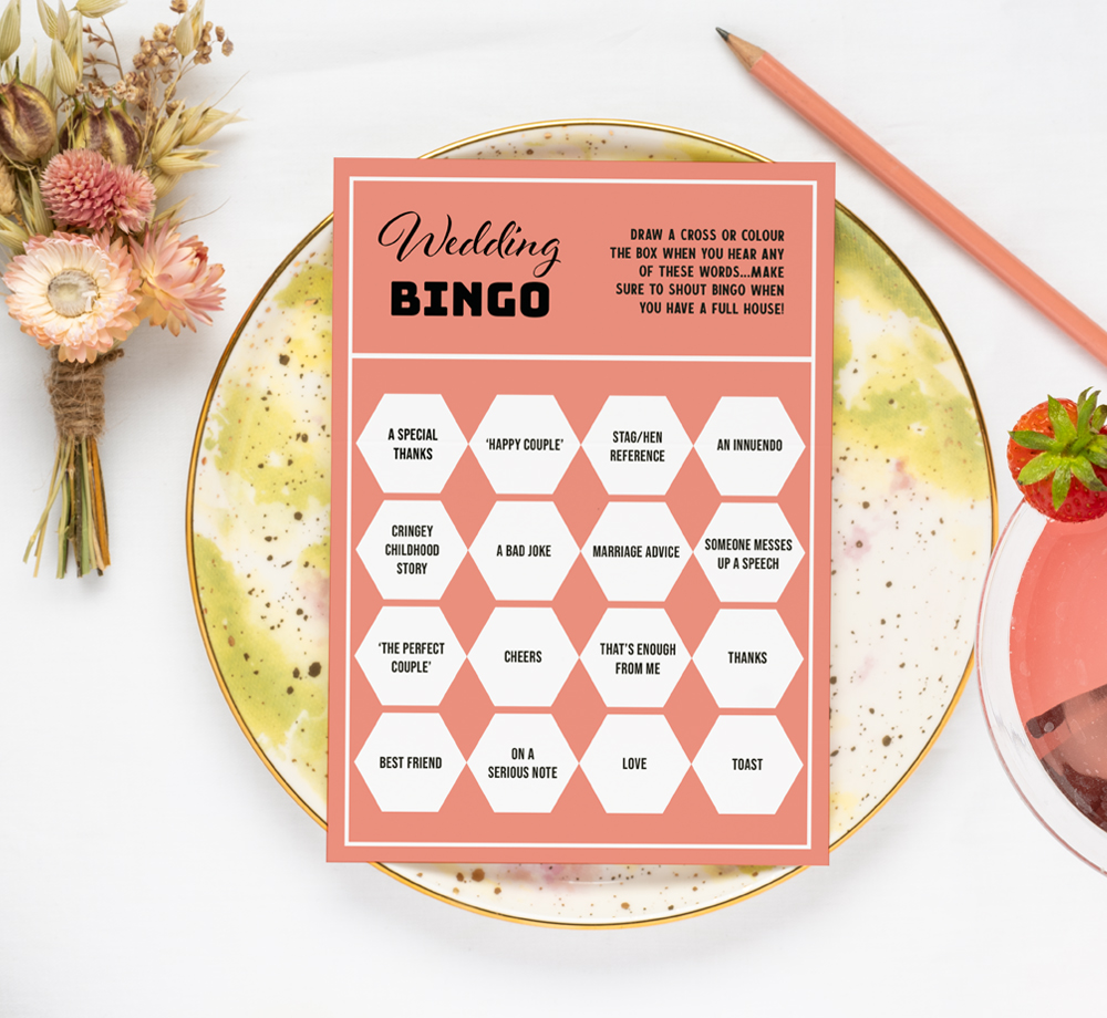 Retro Bingo Pink Wedding Favour by BookblockGift| Bookblock