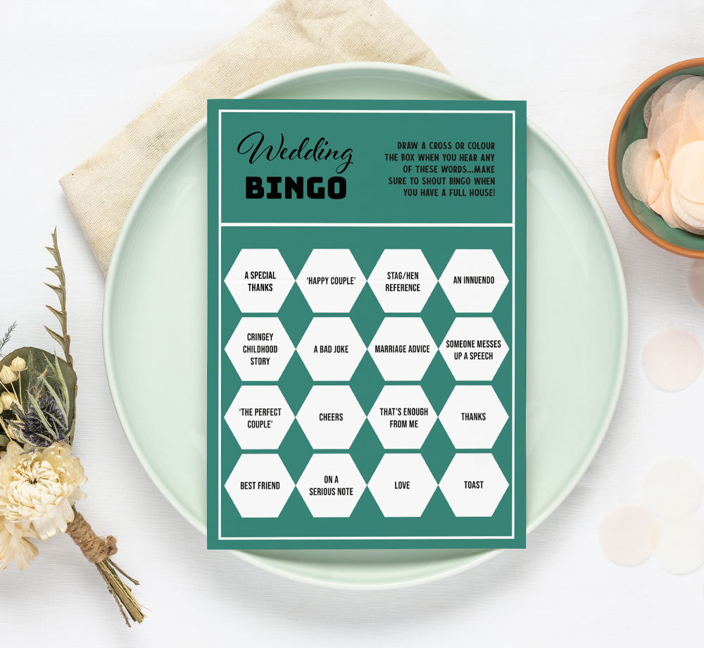 Retro Bingo Green Wedding Favour by BookblockGift| Bookblock
