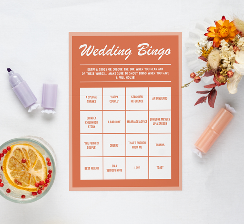 Retro Bingo Orange Wedding Favour by BookblockGift| Bookblock