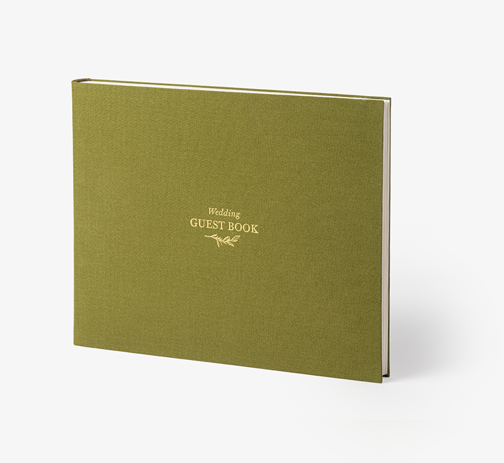 Olive Green Cloth Wedding Guest Book by BookblockAlbums| Bookblock