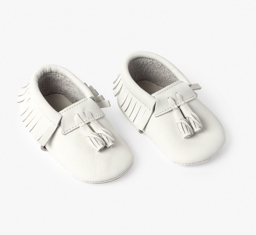 White Leather Baby Shoes by BookblockCorporate Gifts| Bookblock