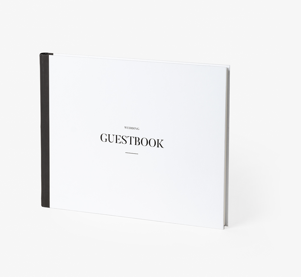 Monochrome Typographic Wedding Guest Book by BookblockWedding| Bookblock
