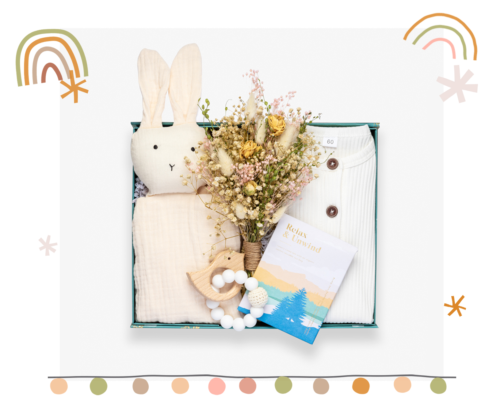 Newborn Nuzzles Baby Box with illustrative decoration