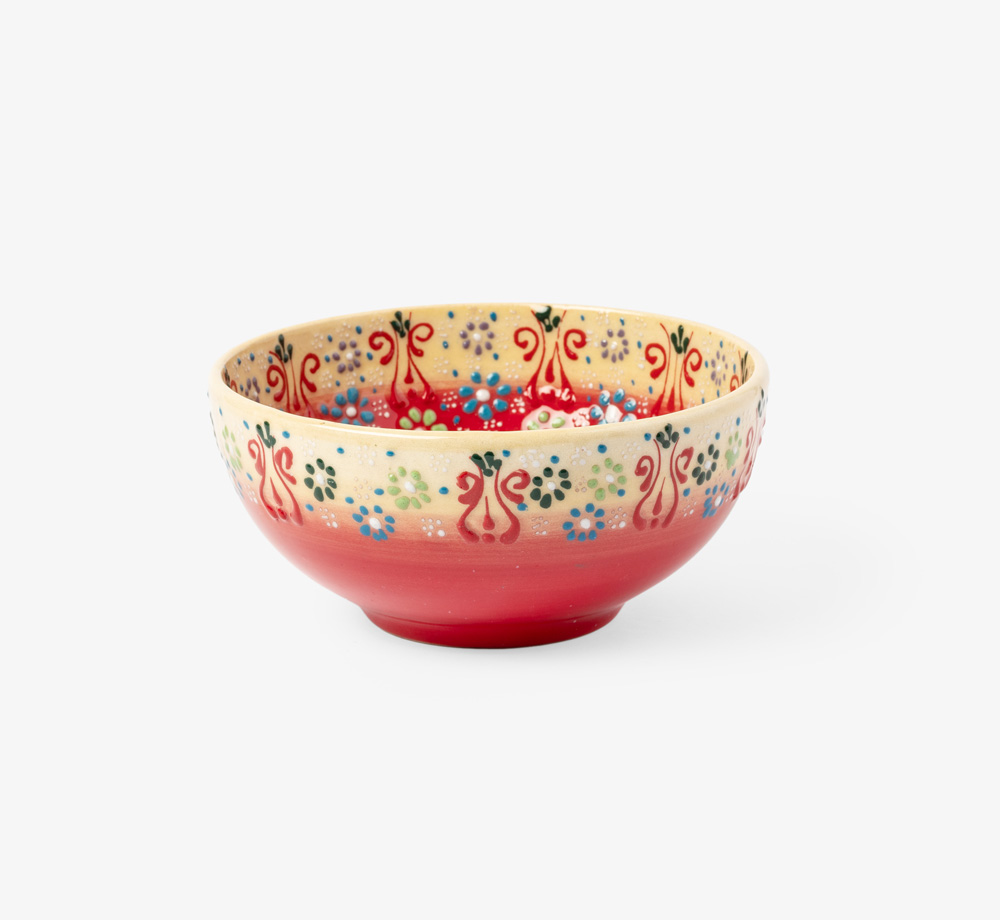 Red Hand Painted Summer Ceramic Bowl by BookblockHome| Bookblock
