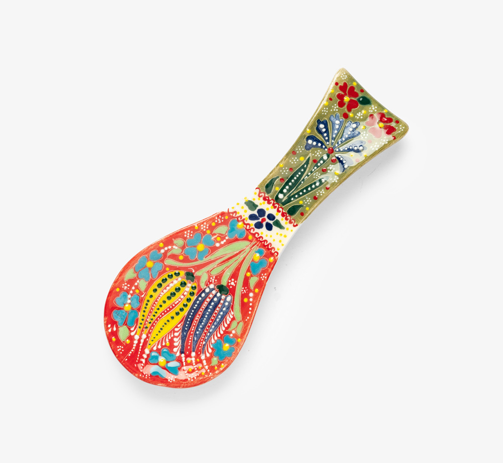 Red Hand Painted Summer Ceramic Spoon Rest by BookblockHome| Bookblock